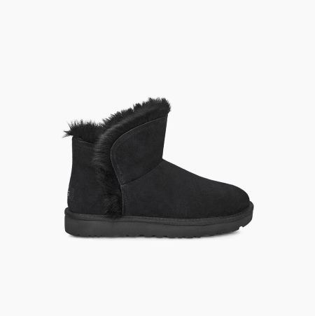 UGG Classic Mini Fluff High-Low Black Boots for Women (RIYO15237)